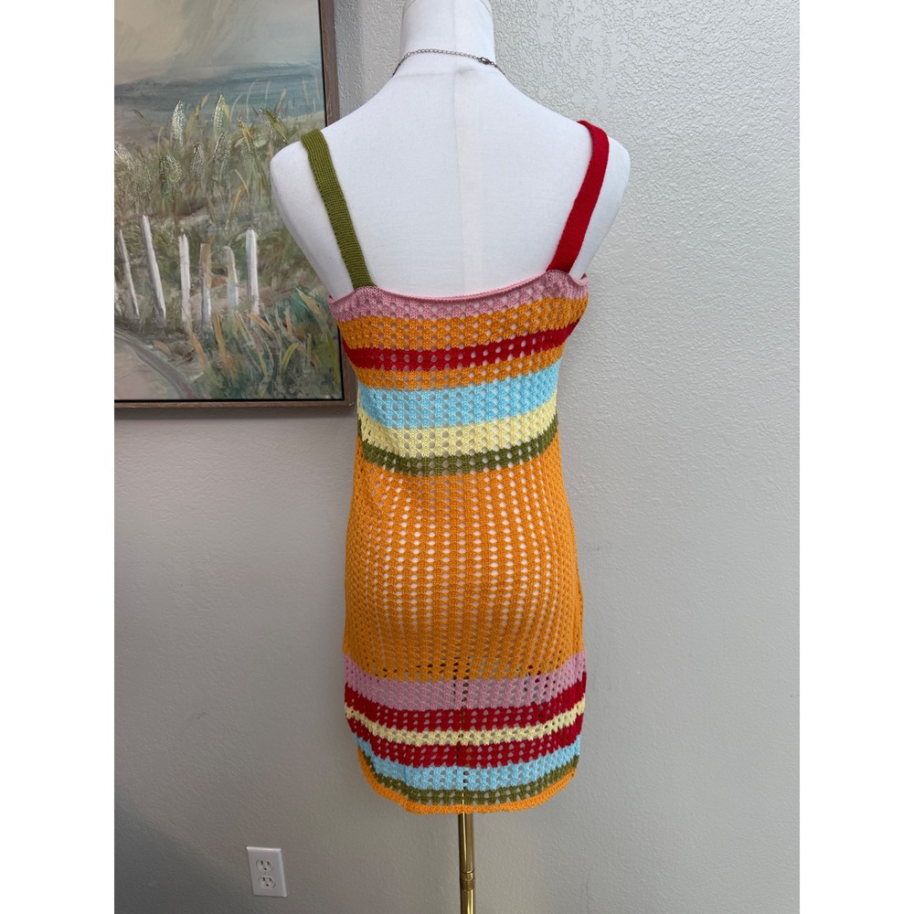 Y2K Rainbow Crochet Cover Up Dres - Picture 3 of 6